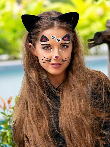 Tiger Ears Headband Animal Cosplay Costume Accessories Face Jewels Stickers for Women Adult Halloween Christmas Festival Theme Party in Saudi Arabia