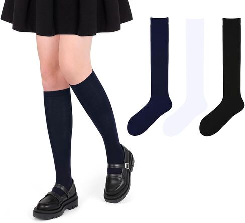 ENBAOHUI 3 Packs Kids Girl Knee High Socks Toddler Knee High Socks Knit School Uniform Socks Dress Socks 3-11T in Saudi Arabia