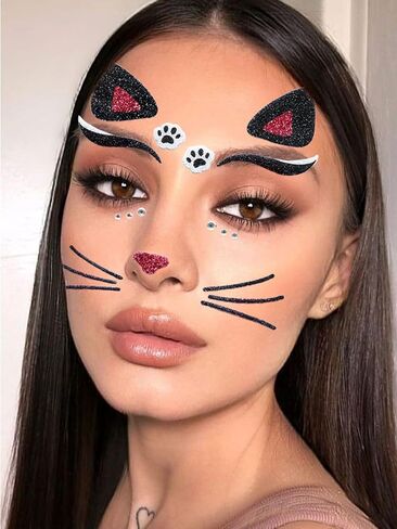 Tiger Ears Headband Animal Cosplay Costume Accessories Face Jewels Stickers for Women Adult Halloween Christmas Festival Theme Party in Saudi Arabia