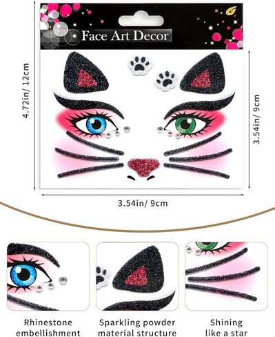 Tiger Ears Headband Animal Cosplay Costume Accessories Face Jewels Stickers for Women Adult Halloween Christmas Festival Theme Party in Saudi Arabia