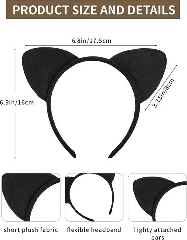 Tiger Ears Headband Animal Cosplay Costume Accessories Face Jewels Stickers for Women Adult Halloween Christmas Festival Theme Party in Saudi Arabia