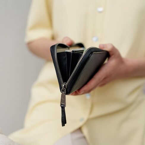 BERLINER BAGS Vintage Genuine Leather Wallet Palma, RFID Blocking Credit Card Holder, Slim Womens Wallet, Zip Around Wallet for 14 Cards, Bills, Coins, ID Window - Brown in Kuwait