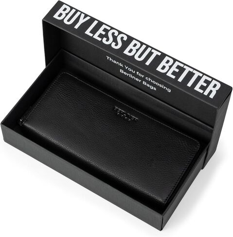 BERLINER BAGS Vintage Genuine Leather Wallet Palma, RFID Blocking Credit Card Holder, Slim Womens Wallet, Zip Around Wallet for 14 Cards, Bills, Coins, ID Window - Brown in Kuwait