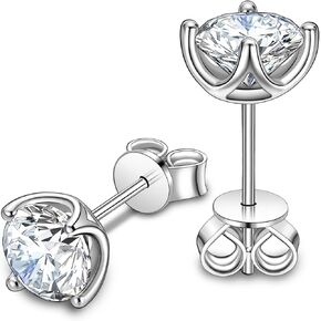 أقراط مسمار مويسانيت للنساء ، 1-2CT 18K الذهب الأبيض مطلي 925 ستيرلنج الفضة بالحب الفرح مقرات مختبر مختبر الماس للرجال