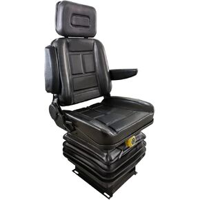 Tractor Suspension Seat, Adjustable Universal Replacement Seat W/Armrest W/Backrest, Compatible with Excavator Skid Loader Dozer Telehandler