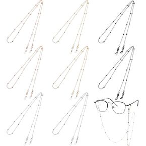 Giantree 8 Pcs Stylish Eyeglasses Chain for Women, Stainless Steel Glasses Chain, Sunglasses Strap Holder Eyewear Chains Reading Lanyard for Women Men