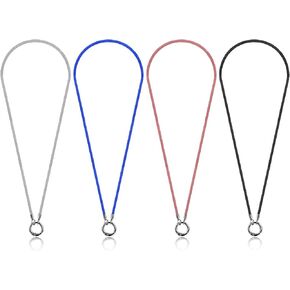 4 Pcs Eye Glasses Holders Around Neck Eyeglasses Strap Eyeglass Holder Necklace Ring Eyeglass Chains Stainless Steel Eyeglass Loop Ring Reading Glasses Holder Sunglasses Necklace for Women Men