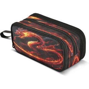 Basketball Ball Texture Large Pencil Case 3 Compartment Pen Bag Pouch Holder Box for College School Portable Stationery Storage Bag for Girls Boys in Kuwait