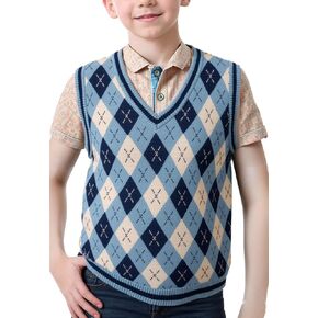 SELINK Boys Girls School Uniform Sweater Vest V Neck Soft Comfy Pullover Trendy Argyle Knitted Waistcoat Vest