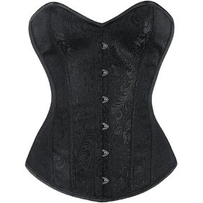 KIMIKAL Black Corset Tops for Women, Bustier Lace Top Corsets Belt, Plus Size Faja Waist Cincher Bodysuit Overbust Lingerie