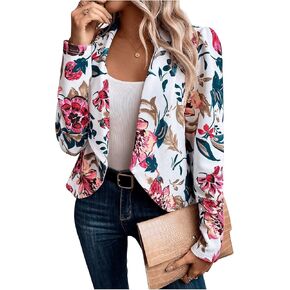 SweatyRocks Women's Lapel Floral Print Blazer Long Sleeve Draped Open Front Jacket