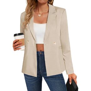 Belle Poque Women Business Casual Blazer Long Sleeve Lapel Button Work Blazer with Pockets