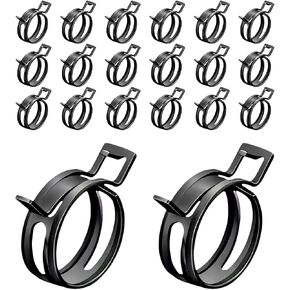 20PCS 1/4" ID Spring Band Type Clamps, 6mm Manganese Steel Fuel Line Pipe Spring Hose Clip, Low Pressure Air Clip Vacuum Hose Water Pipe Silicone Tube Clamps Fasteners