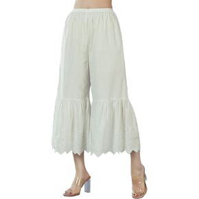 BEAUTELICATE Women Pettipants Half Slip Wide Leg Lace Trim Cotton Batiste Culotte Slip