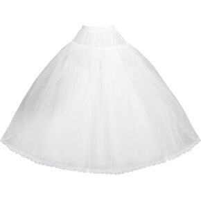 Petticoat Skirt for Women Under Dress, 8 Layer Puffy Hoop Skirt for Bridal Wedding Dresses, Crinoline Underskirt for Women with Hoopless Design, Adjustable Waist Size, and Curved Lace Edge