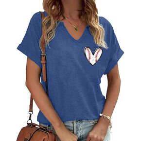 Baseball Mama Shirt Baseball Mom Tshirt Game Day V-Neck Short Sleeve Cheer Mom Heart Graphic Tees in Saudi Arabia