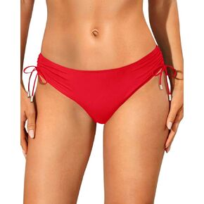 Womens Full Coverage Bikini Bottoms - Low Rise Bathing Suit Swim Bottom Side Tie Ruched Swimsuits Swimwear