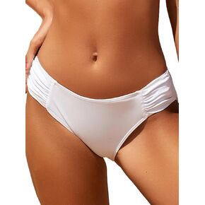 Women Low Rise Bikini Bottoms Full Coverage Ruched Swimsuits Swimwear Bathing Suit Bottom