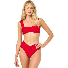 L*Space Eco Chic Econyl Bardot Bikini Bottom for Women, High Waisted Bottom, Classic Coverage, Ribbed Front & Back Ruching