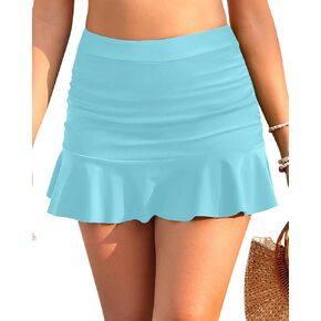 Tempt Me Women High Waisted Swim Skirts - Ruched Ruffle Bathing Suit Skirt with Short Tummy Control Swimsuit Bottoms 2025