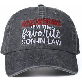 InnoBeta Son in Law Gifts Cap for Father's Day, Funny Adjustable Embroidered Hat Gifts for Birthday, Christmas, Gray, I'm The Favorite Son in Law