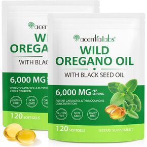 Oil of Oregano Softgels, 2 in 1 Oil of Oregano with Black Seed Oil 240 Count, Oregano Oil Supplement Capsules, Organic Oregano Oil Extract, Non-GMO, Gluten Free - 2 Bag