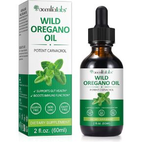 Oregano Oil Drops Liquid, Wild Oregano Oil, Immune Support, Digestive Health, Overall Health, Non-GMO, Gluten Free, 2 Fl Oz