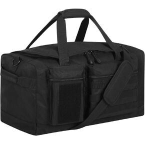 40L LAG Tactical Duffle Bag Mens حقيبة صالة ألعاب رياضية - 22 بوصة حقيبة واق من الأحذية مع مقصورة الأحذية ، معدات معدات في الهواء الطلق لعطلة نهاية الأسبوع بين عشية وضحاها - أسود