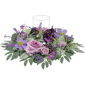 زمن مسحة زهور الحلقات شمعة الزهور ، 1 PCS 15inch قطر الزرقاء الزفاف الزفاف الزفاف الزفاف الزفاف الأزرق الزفاف لجداول الصيف إكليل لحفلات الزفاف الأمامي حفل حفل حفلات حفل