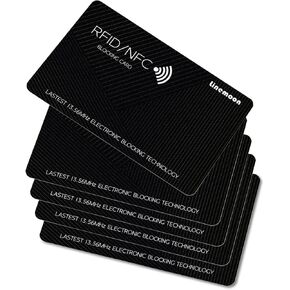 Linemoon RFID Blocking Card 5 Pack, One Card Protects Entire Wallet Purse, Contactless NFC Debit Credit Cards Protector ID ATM Cards Guard Blocker Black