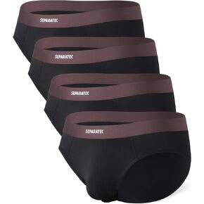 Separatec Men's Briefs Rayon Made from Bamboo Breathable Seamless Underwear Dual Pouch Comfort Underwear for Men 4 Pack