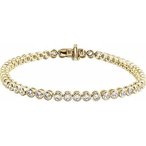 1 to 2 Carat Diamond Tennis Bracelet in 14k White or Yellow Gold (F-G, SI1-SI2, cttw) 7 Inches Long Bezel Set