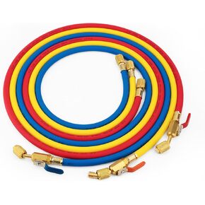 ترقية 29986 Plus II 1/4 "HVAC خرطوم مع خرطوم مبرد صمام الكرة المدمجة ، طول 72 بوصة - 3Pack (أحمر أصفر أزرق)