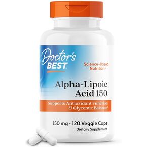 Doctor's Best Alpha-Lipoic Acid 150, Helps Support Glucose Metabolism and Regenerate Antioxidants* Non-GMO, Gluten Free, Vegan, Soy Free, 150mg, 120 Veggie Caps