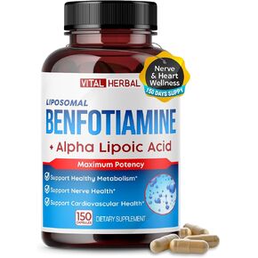 VITAL HERBAL Liposomal Benfotiamine with Alpha Lipoic Acid - Maximum Potency- Support Healthy Metabolism - Made in The USA