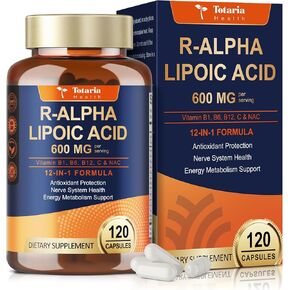 R Alpha Lipoic Acid 600mg - ALA Supplement Capsules for Neuropathy Support Supplement Antioxidant, Nerve Health, Liver Detox, Metabolism and Cell Energy, Anti-Aging, Non-GMO, Gluten Free, Vegan Safe
