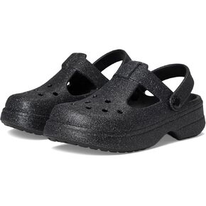 Crocs Classic Mary Jane Clogs (Little Big Kid), Black Glitter, 12 US Unisex