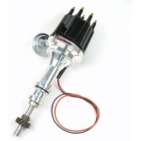 Pertronix D7132710 Flame-Thrower Vacuum Advance Black Male Cap Billet Electronic Distributor with Ignitor III Technology for Ford 351C