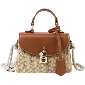 أكياس شاطئ Straw للنساء - Summer Satchel محافظ الكتف Crossbody Square Rattan Ratse 2024