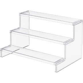 Lifewit 3 Tier Clear Display Risers Stand, 9 Inch Plastic Step Display Shelves, Tool-free assembly, Organizer for Perfume, Figure, Cupcake, Dessert, Desktop Display Stand for Decor, 1pack