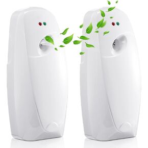 Maxcheck Automatic Air Freshener Spray Dispenser 2 Pack Wall Mounted Free Standing Restroom Air Freshener Battery Operated Automatic Sprayer Dispenser for Home Bathroom Commercial Time Scent(Black)