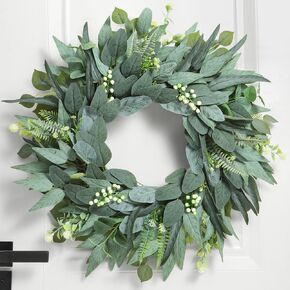 24 Inch Handmade Eucalyptus Wreaths for Front Door, Large Artificial Greenery Spring Summer Wreath, Farmhouse Outdoor Decor All Year Round