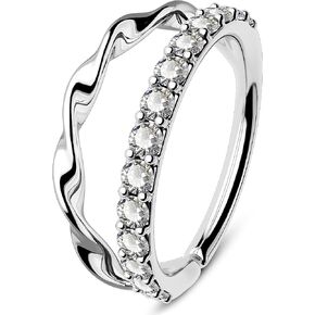 OUFER Silver Double Hoop Nose Rings, 20G Seamless Open Nose Rook Daith Piercing Jewelry