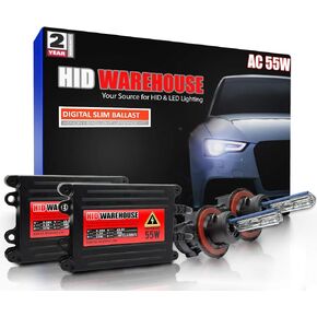 Hidwarehouse H13 BI -XENON 6K 55W AC XENON BUNDLE - مصباح مصباح Xenon مع صابورة AC SLIM - 9008 ، 6000K LIGH