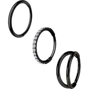 CM CRAREESI HASIA RINGS للنساء 3pcs حلقات الأنف الأطواق 316L من الصلب الجراحي مزدوج طوق حلقة الحاجز الحاجز in Saudi Arabia