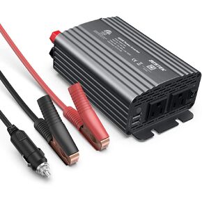 Bestek 500W Power Inverter DC 12V to 110V AC محول AC مع مشبك بطارية التمساح 4.8A شاحن سيارة USB مزدوج ETL مدرج