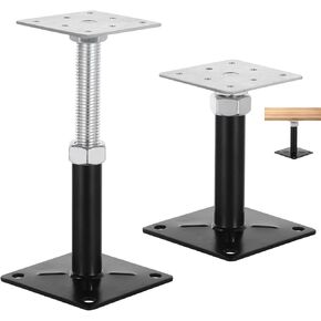 2 PCS Adjustable Floor Jacks, Heavy Duty Metal Post Floor Support, 5 to 8 Inches Mini Screw House Jack, Deck Foundation Lift Support, Level Support Floor Straightener for Balcony Patio Courtyard