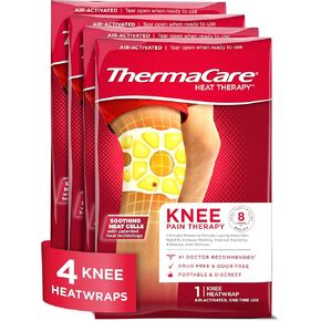 ThermaCare Knee HeatWraps – Targeted Knee Pain Relief with 8-Hour Therapeutic Heat – Flexible, Discreet, Drug-Free & Portable Heat Therapy, (4 Count)