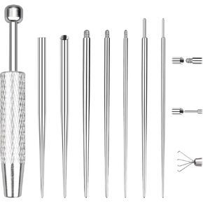 8 PCS Piercing Ball Grabber Tool Kit-Piercing Taper Insertion Tool, 14G 16G 18G Threadless Insertion Taper and Thread Assistant for Ear Nose Lip Piercing