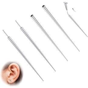 FINREZIO 14G 16G 18G Titanium Piercing Taper Insertion Pin for Nose/Ear/Navel/Nipple/Lip/Eyebrow Stretcher Body Piercing Stretching Kit Assistant Tool